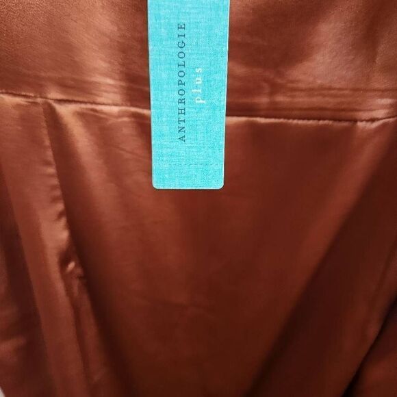 Anthropologie Slip Dress 16W Satin Plus Size Cowl Neck - Picture 5 of 8